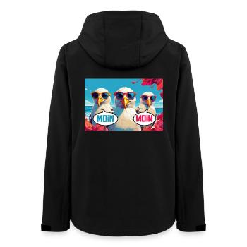 Moin Moin Möwen - Frauen Recycelte Softshelljacke von Stanley/Stella - Schwarz - Hinten - AI Model Female 172 light (172cm)