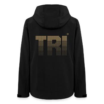 TRI Gold - Triathlon stylisches goldenes Design - Frauen Recycelte Softshelljacke von Stanley/Stella - Schwarz - Hinten - AI Model Female 172 light (172cm)