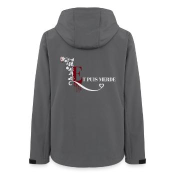 Phrase culte lectrice Dark Romance - Et puis merde - Veste softshell femme recyclée Stanley/Stella - charbon - Dos - AI Model Female 172 light (172cm)