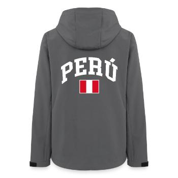 Peru Flag - Women’s Recycled Softshell Jacket by Stanley/Stella - anthracite - Back - AI Model Female 172 light (172cm)
