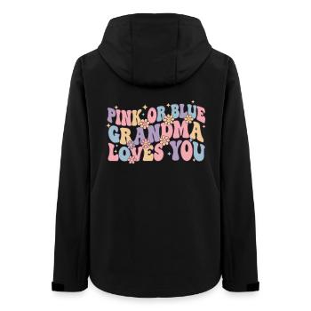 Gender Reveal Pink Or Blue Grandma Loves You - Women’s Recycled Softshell Jacket by Stanley/Stella - black - Back - AI Model Female 172 light (172cm)