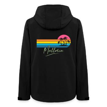 Mallorca Palmen Sunset Retro - Frauen Recycelte Softshelljacke von Stanley/Stella - Schwarz - Hinten - AI Model Female 172 light (172cm)