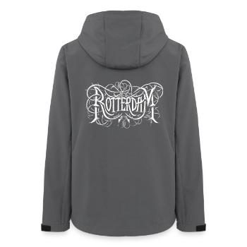 Rotterdam heavy metal headbanger typography - Women’s Recycled Softshell Jacket by Stanley/Stella - anthracite - Back - AI Model Female 172 light (172cm)