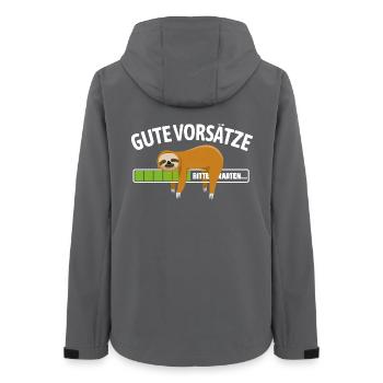 Sloth | Anti Good Resolutions, Chilling - Women’s Recycled Softshell Jacket by Stanley/Stella - anthracite - Back - AI Model Female 172 light (172cm)