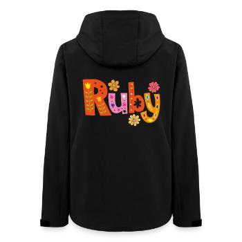 Nom de rubis personnalisé - Veste softshell femme recyclée Stanley/Stella - noir - Dos - AI Model Female 172 light (172cm)