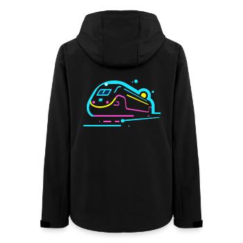 Look de bande dessinée de train - Veste softshell femme recyclée Stanley/Stella - noir - Dos - AI Model Female 172 light (172cm)
