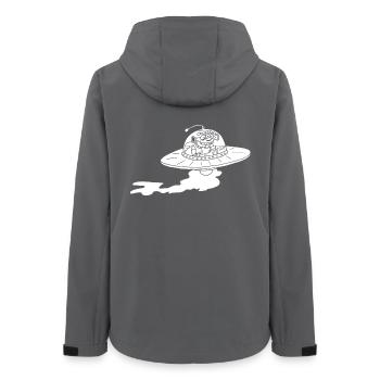 Außerirdisches Raumschiff (weiß) - Frauen Recycelte Softshelljacke von Stanley/Stella - Anthrazit - Hinten - AI Model Female 172 light (172cm)