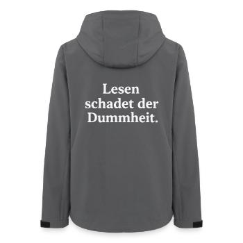 Reading harms stupidity - Women’s Recycled Softshell Jacket by Stanley/Stella - anthracite - Back - AI Model Female 172 light (172cm)