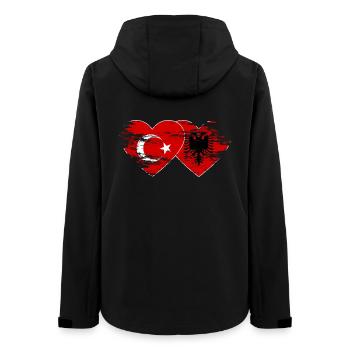 Turkey Albania flag heart used - Women’s Recycled Softshell Jacket by Stanley/Stella - black - Back - AI Model Female 172 light (172cm)