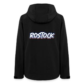 Rostock Schriftzug in blau weiss rot - Frauen Recycelte Softshelljacke von Stanley/Stella - Schwarz - Hinten - AI Model Female 172 light (172cm)