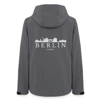 Berliner Skyline, Berlin, Deutschland - Frauen Recycelte Softshelljacke von Stanley/Stella - Anthrazit - Hinten - AI Model Female 172 light (172cm)