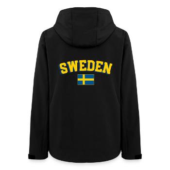 Retro Sport Typography Blau Gelb Fan Design - Frauen Recycelte Softshelljacke von Stanley/Stella - Schwarz - Hinten - AI Model Female 172 light (172cm)