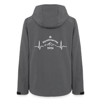 Alpenüberquerung 2026 Herzkurve Puls - Bayrisch - Frauen Recycelte Softshelljacke von Stanley/Stella - Anthrazit - Hinten - AI Model Female 172 light (172cm)