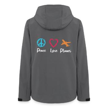 Peace Love Planes - Women’s Recycled Softshell Jacket by Stanley/Stella - anthracite - Back - AI Model Female 172 light (172cm)