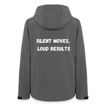 Silent Moves, Loud Results l LateNightGrind - Women’s Recycled Softshell Jacket by Stanley/Stella - anthracite - Back - AI Model Female 172 light (172cm)