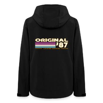 Original 87 Rétro Typo Rayures - Veste softshell femme recyclée Stanley/Stella - noir - Dos - AI Model Female 172 light (172cm)