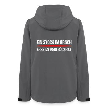 Stock im Arsch Spruch – Freches Fun Shirt - Frauen Recycelte Softshelljacke von Stanley/Stella - Anthrazit - Hinten - AI Model Female 172 light (172cm)