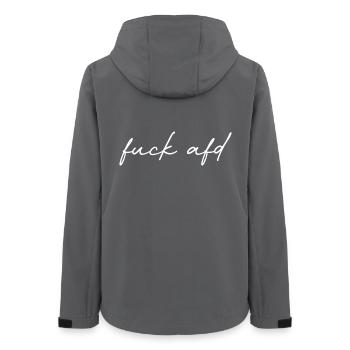Fuck AFD Zeichen setzen Kritischer Typo Statement - Frauen Recycelte Softshelljacke von Stanley/Stella - Anthrazit - Hinten - AI Model Female 172 light (172cm)