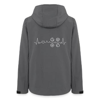 Boccia And Petanque Player Heartbeat Graphic - Women’s Recycled Softshell Jacket by Stanley/Stella - anthracite - Back - AI Model Female 172 light (172cm)