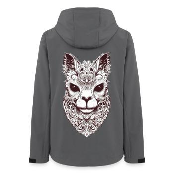 Faszinierende Katzenmaske in Tribal-Design - Frauen Recycelte Softshelljacke von Stanley/Stella - Anthrazit - Hinten - AI Model Female 172 light (172cm)