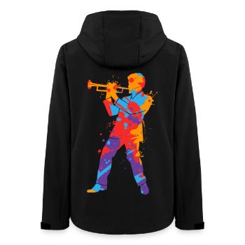 Trompete bunt Trompetenspieler Kinder Trompeter - Frauen Recycelte Softshelljacke von Stanley/Stella - Schwarz - Hinten - AI Model Female 172 light (172cm)