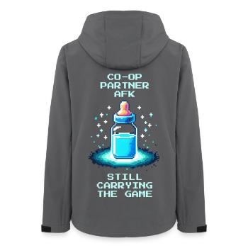 Partenaire coopératif AFK | Papa porte quand même - Veste softshell femme recyclée Stanley/Stella - charbon - Dos - AI Model Female 172 light (172cm)