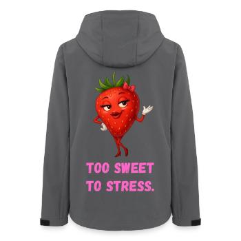 Zu süß zum Stress Erdbeere karikatur  - Frauen Recycelte Softshelljacke von Stanley/Stella - Anthrazit - Hinten - AI Model Female 172 light (172cm)