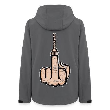 Mittelfinger Stinkefinger Bohrmaschine Design - Frauen Recycelte Softshelljacke von Stanley/Stella - Anthrazit - Hinten - AI Model Female 172 light (172cm)