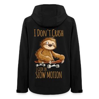 Faultier Mit Skateboard Spruch I Don't Crash - Frauen Recycelte Softshelljacke von Stanley/Stella - Schwarz - Hinten - AI Model Female 172 light (172cm)
