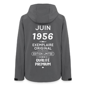 Anniversaire 70 ans - Juin 1956 Original - Veste softshell femme recyclée Stanley/Stella - charbon - Dos - AI Model Female 172 light (172cm)