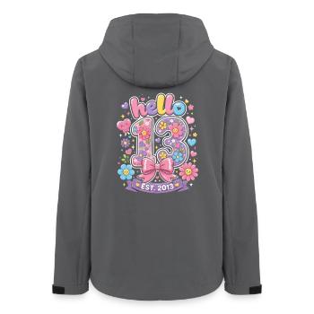 Hello 13 Ans Or et Nœud Rose | Anniversaire Ado - Veste softshell femme recyclée Stanley/Stella - charbon - Dos - AI Model Female 172 light (172cm)