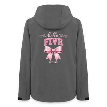 Hello Five 5 Year Old is 2021 Anniversary Knot - Women’s Recycled Softshell Jacket by Stanley/Stella - anthracite - Back - AI Model Female 172 light (172cm)
