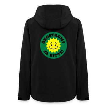 ökostrom ja bitte, atomkraft nein danke, bio öko - Frauen Recycelte Softshelljacke von Stanley/Stella - Schwarz - Hinten - AI Model Female 172 light (172cm)