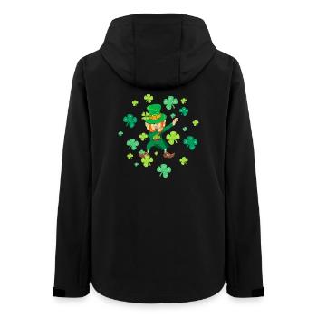 Dancing Leprechaun Dabbing Shamrocks Lucky Charm - Women’s Recycled Softshell Jacket by Stanley/Stella - black - Back - AI Model Female 172 light (172cm)