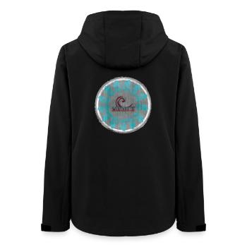 Ozeanwellen mit Vintage - Wellen - Schriftzug Surf - Frauen Recycelte Softshelljacke von Stanley/Stella - Schwarz - Hinten - AI Model Female 172 light (172cm)