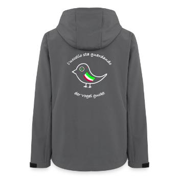 der Vogel guckt auf Italienisch/ Deutsch - Frauen Recycelte Softshelljacke von Stanley/Stella - Anthrazit - Hinten - AI Model Female 172 light (172cm)