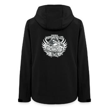 Custom Motorcycles America Motorcycle Retro Gift - Women’s Recycled Softshell Jacket by Stanley/Stella - black - Back - AI Model Female 172 light (172cm)
