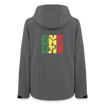 One Love Reggae Palette - Frauen Recycelte Softshelljacke von Stanley/Stella - Anthrazit - Hinten - AI Model Female 172 light (172cm)