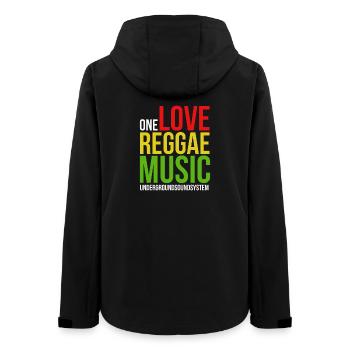 One Love Reggae Musik Design - Frauen Recycelte Softshelljacke von Stanley/Stella - Schwarz - Hinten - AI Model Female 172 light (172cm)
