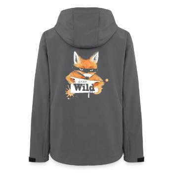 Fuchs mit einer Nachricht - Frauen Recycelte Softshelljacke von Stanley/Stella - Anthrazit - Hinten - AI Model Female 172 light (172cm)