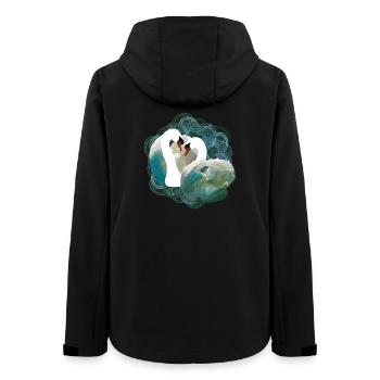 Elegant pair of swans with river motifs - Women’s Recycled Softshell Jacket by Stanley/Stella - black - Back - AI Model Female 172 light (172cm)