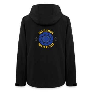 Europe Design / Drapeau Européen Bruxelles - Veste softshell femme recyclée Stanley/Stella - noir - Dos - AI Model Female 172 light (172cm)