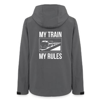Zugführer Mein Zug Meine Regeln T-Shirt - Frauen Recycelte Softshelljacke von Stanley/Stella - Anthrazit - Hinten - AI Model Female 172 light (172cm)