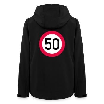 50th birthday Attention! Traffic sign 50 Km/h - Women’s Recycled Softshell Jacket by Stanley/Stella - black - Back - AI Model Female 172 light (172cm)