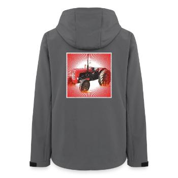 Roter Traktor mit Strahlendes Muster - Frauen Recycelte Softshelljacke von Stanley/Stella - Anthrazit - Hinten - AI Model Female 172 light (172cm)