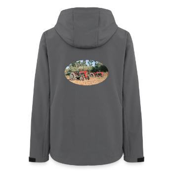 Rote Traktoren im Feld - Frauen Recycelte Softshelljacke von Stanley/Stella - Anthrazit - Hinten - AI Model Female 172 light (172cm)