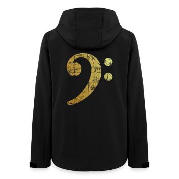 Bassschlüssel (Vintage Goldgelb) Bassisten Bass - Frauen Recycelte Softshelljacke von Stanley/Stella - Schwarz - Hinten - AI Model Female 172 light (172cm)