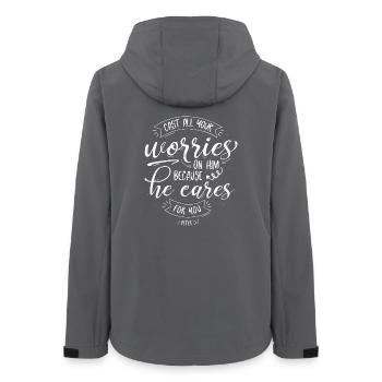 He Cares For You - Frauen Recycelte Softshelljacke von Stanley/Stella - Anthrazit - Hinten - AI Model Female 172 light (172cm)