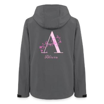ALICIA Namensshirt Blumen Buchstabe Damen - Frauen Recycelte Softshelljacke von Stanley/Stella - Anthrazit - Hinten - AI Model Female 172 light (172cm)