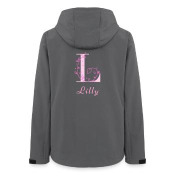 LILLY Namensshirt Blumen Buchstabe Damen - Frauen Recycelte Softshelljacke von Stanley/Stella - Anthrazit - Hinten - AI Model Female 172 light (172cm)